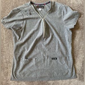 Koi Basics Heather Grey Scrub Top with stretch sz Medium